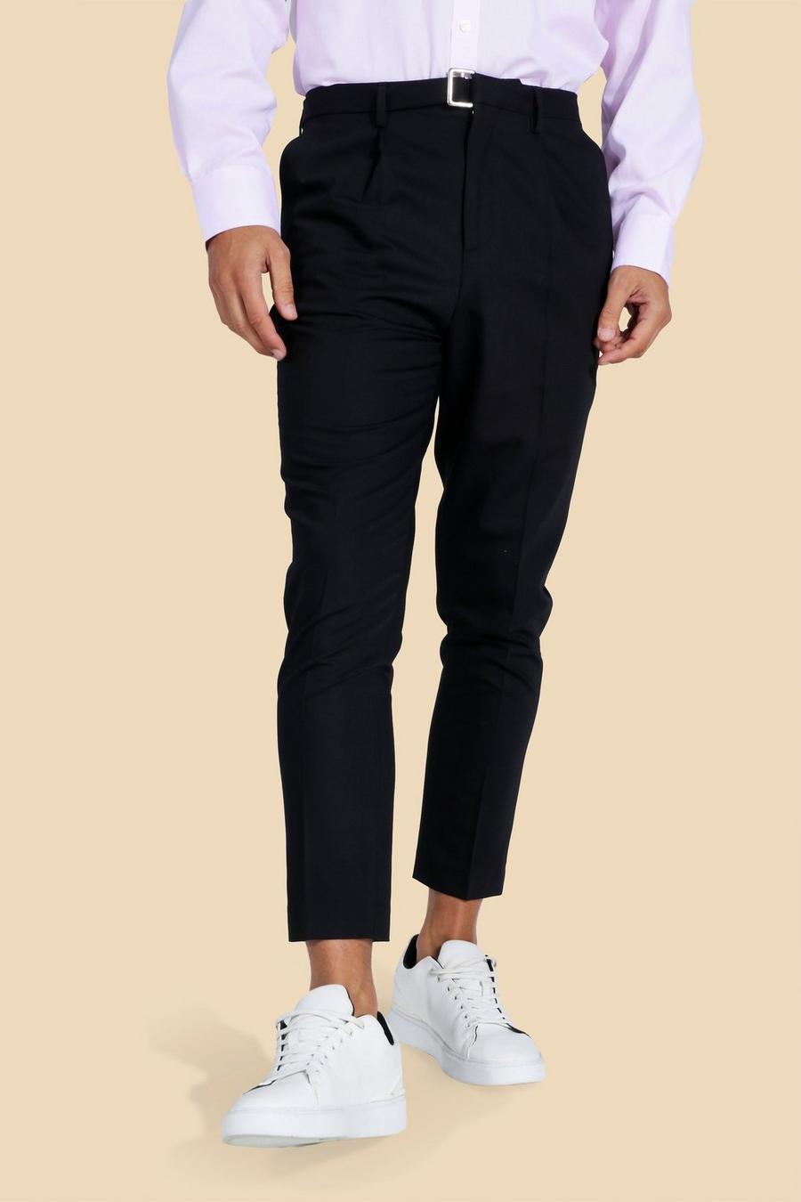 Pantaloni sartoriali affusolati con pieghe frontali, Black nero image number 1