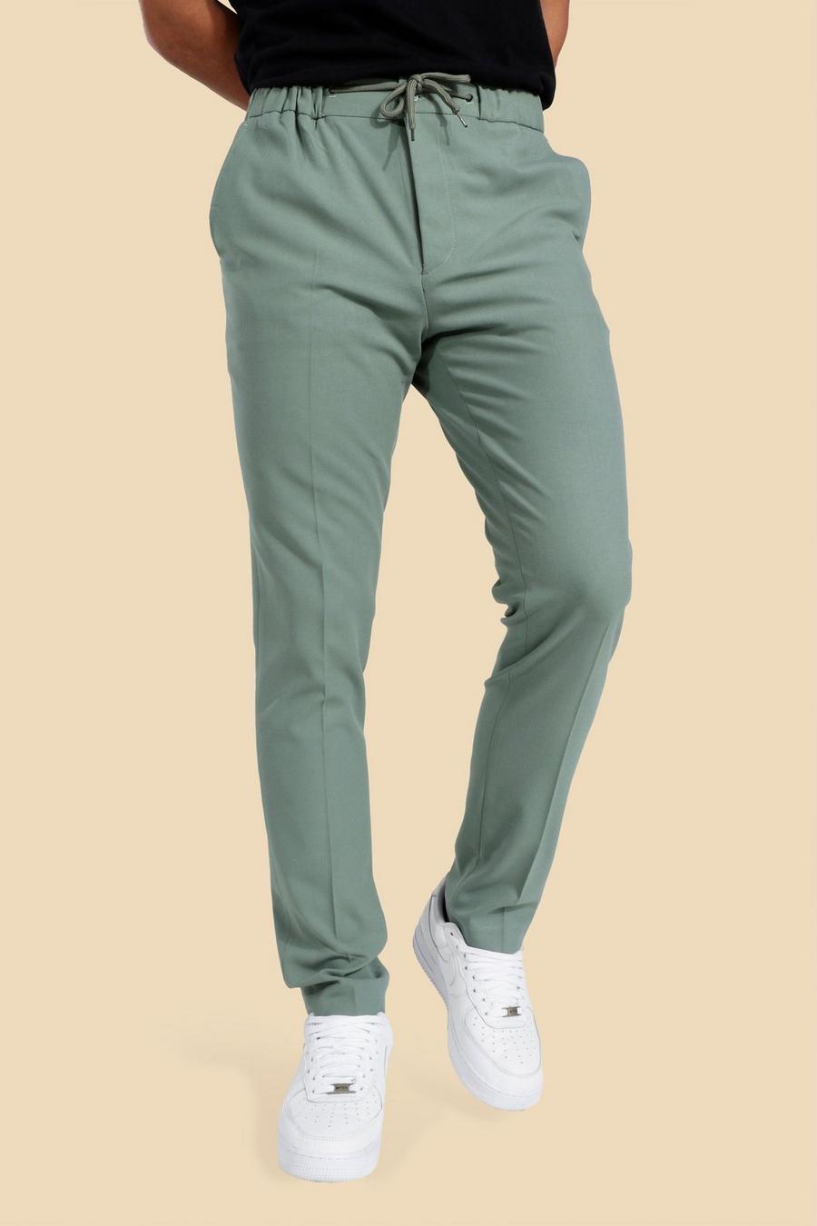 Sage grön Kostymbyxor i skinny fit med fyrvägsstretch image number 1