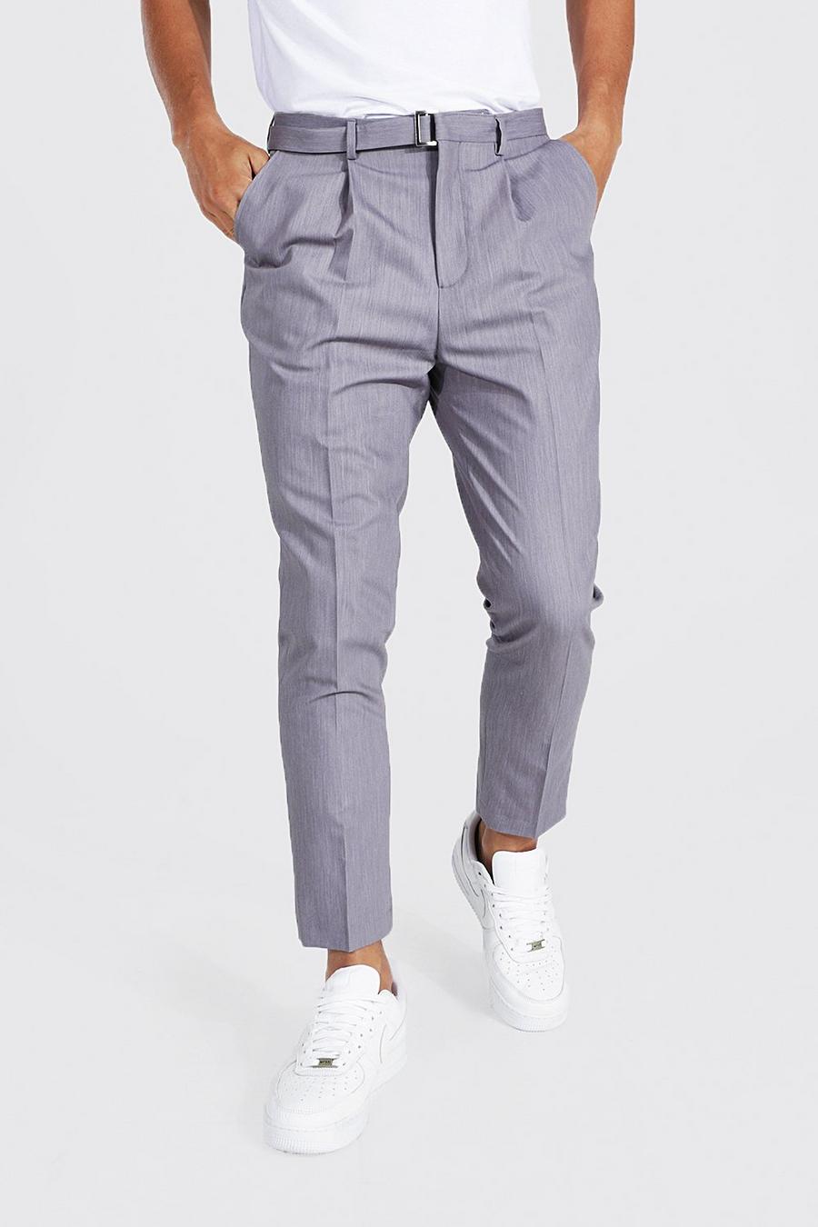 Light grey Tapered Pleat Front Tailored Trouser image number 1