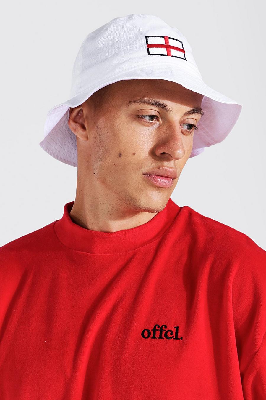 White blanc Embroided Flag Bucket Hat image number 1