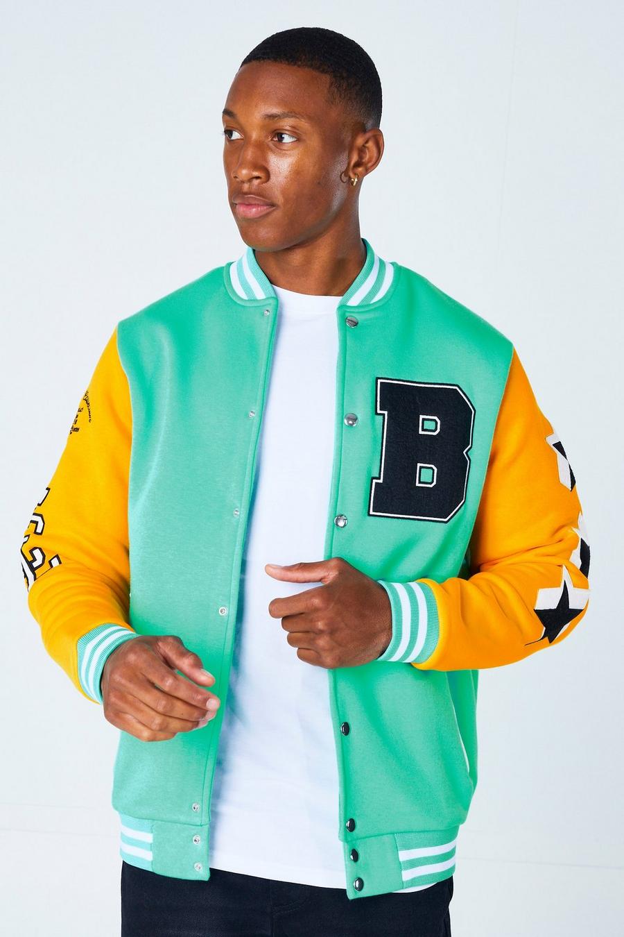 Bomber in jersey con stemmi Varsity Limited, Green gerde image number 1