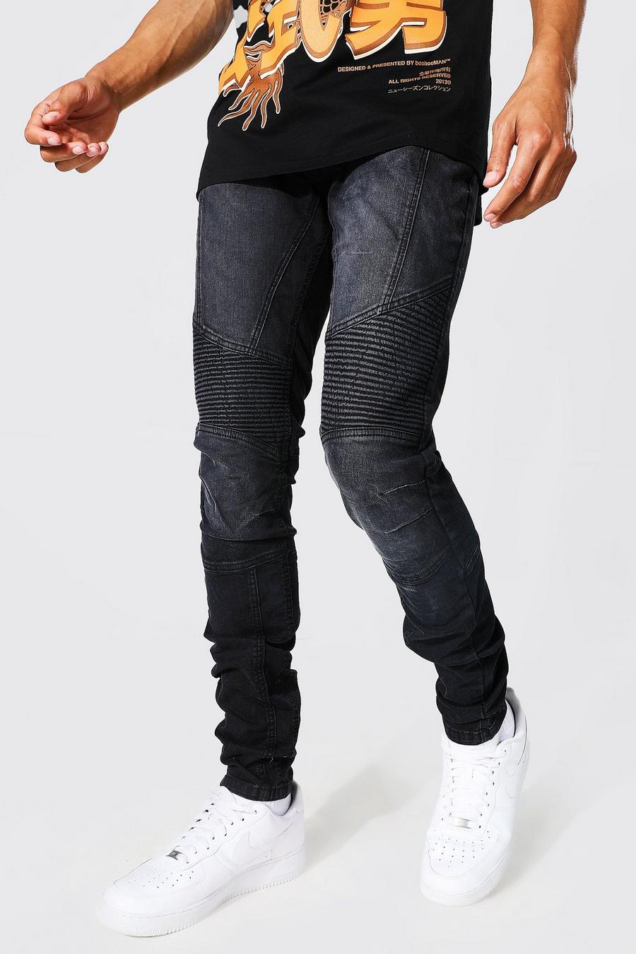 Jeans Tall stile motociclista Skinny Fit, Black nero