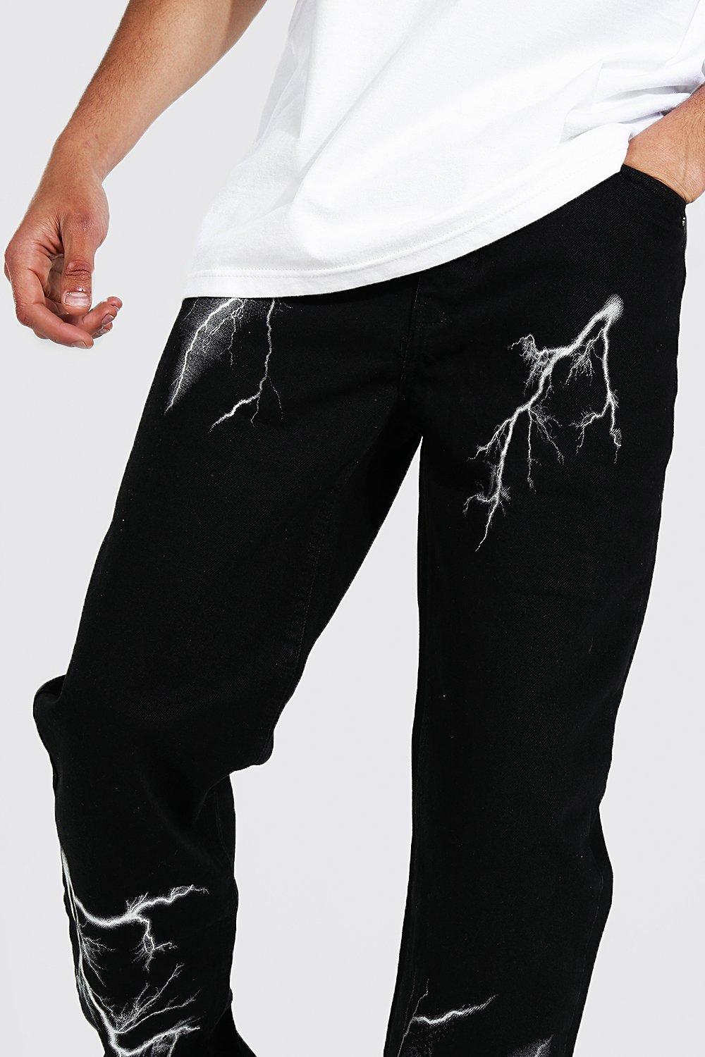 relaxed fit lightning print jean