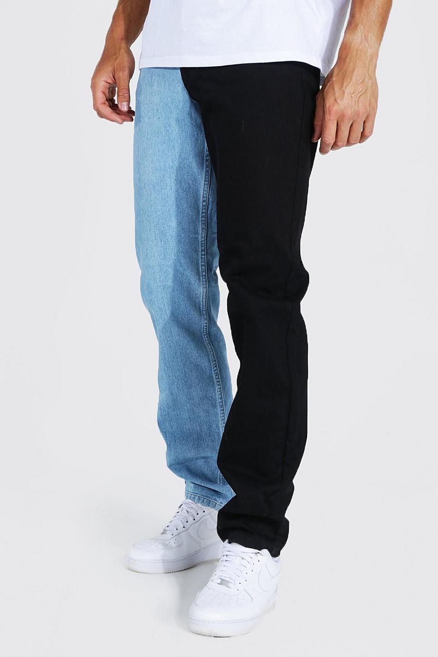 Tall lockere gespleißte Jeans, Ice blue image number 1