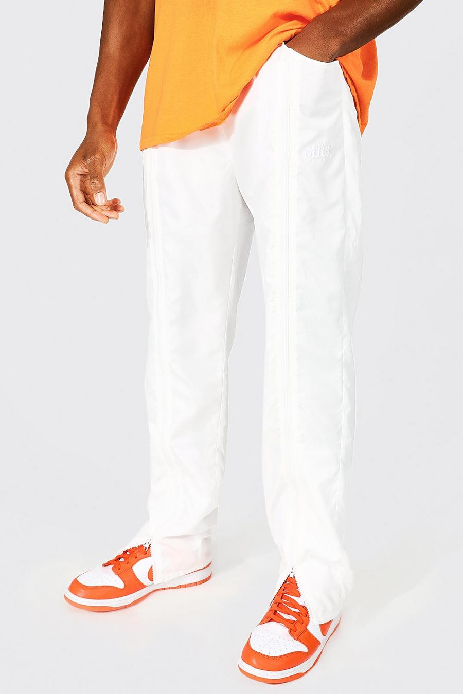 Ecru white Offcl Relaxed Cargo Trousers With Front Zips image number 1