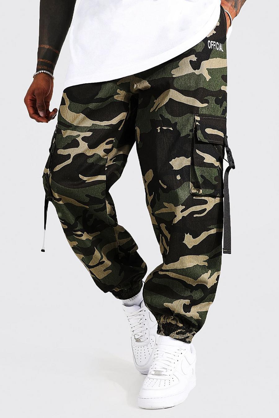 Mens Camouflage Relaxed Cuff Cargo Trousers