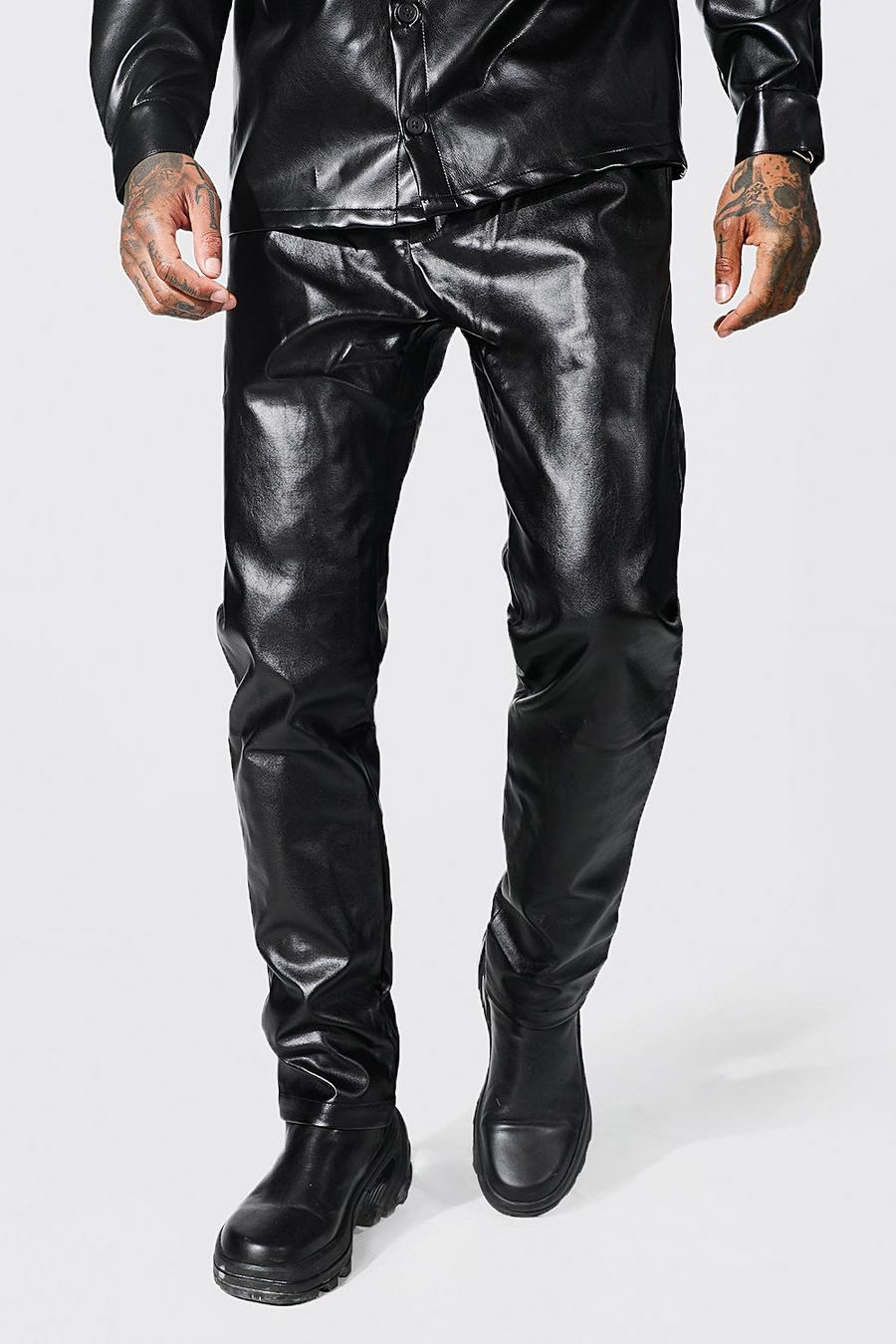 Pantaloni Slim Fit in poliuretano, Black nero image number 1