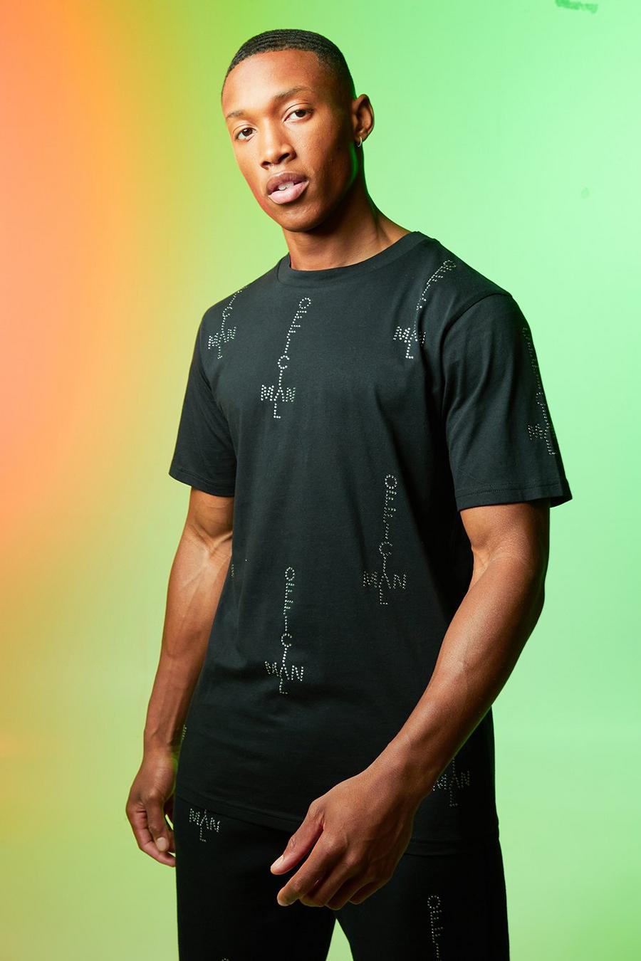 Black Ofcl MAN T-shirt med nitar image number 1
