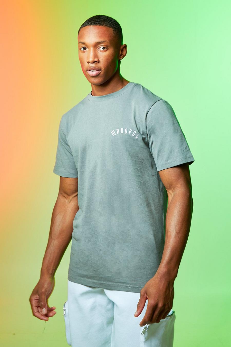 Charcoal grey Man Ofcl 3D Geborduurd Slim Fit T-Shirt image number 1