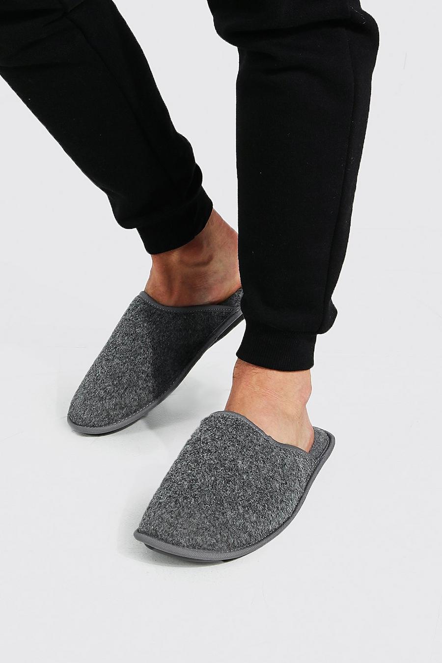 Pantofole in melton, Grey marl grigio image number 1