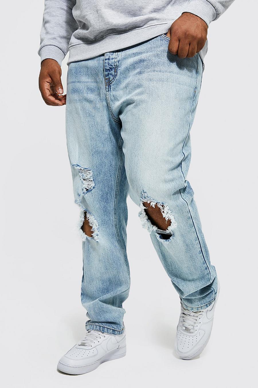 Jeans Plus Size Slim Fit con spacco sul ginocchio, Light blue image number 1