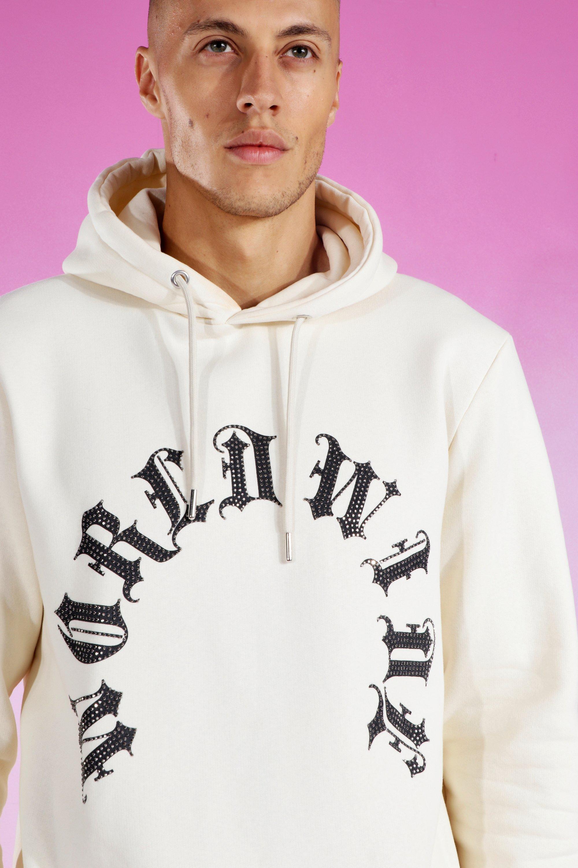 Rhinestone store hoodie mens