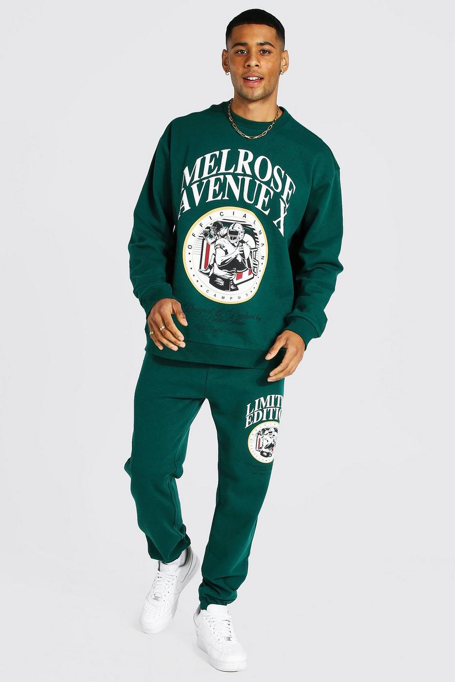 Green Oversized Melrose Varsity Sweater Tracksuit image number 1