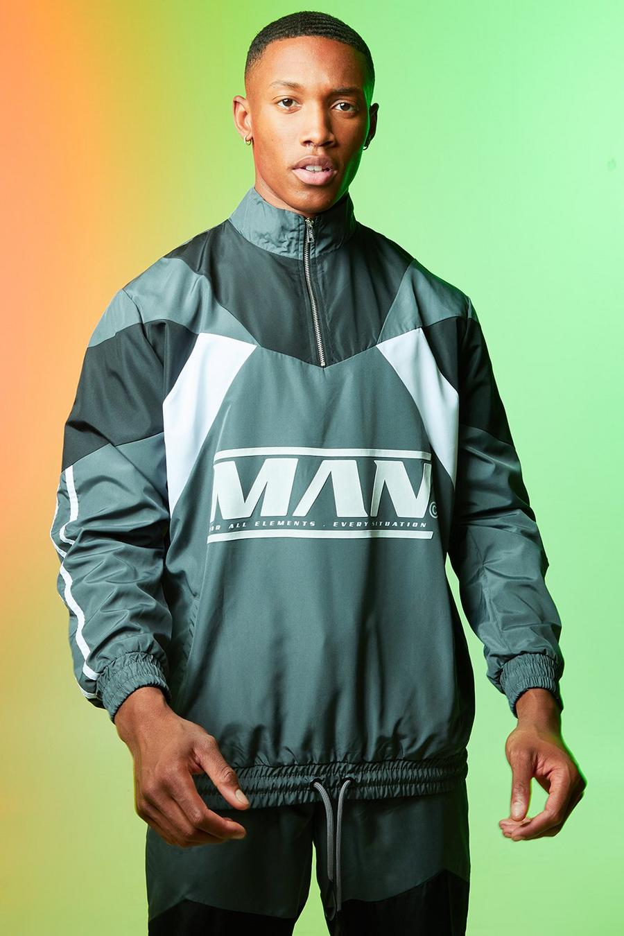 Top sportivo Man in Shell a blocchi di colore, Charcoal grigio image number 1