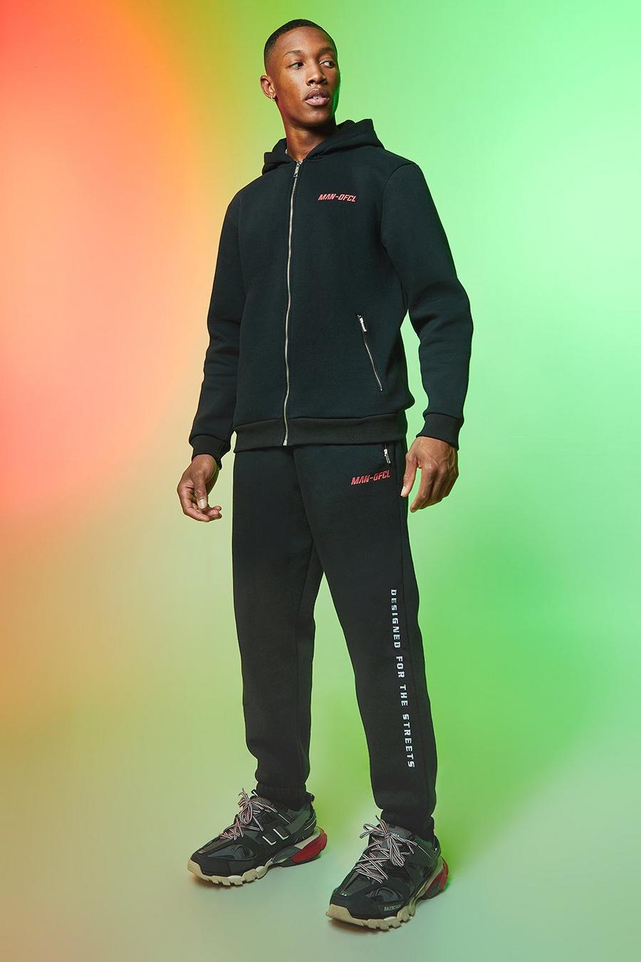 שחור חליפת טרנינג קפוצ'ון עם כיתוב Man Ofcl image number 1
