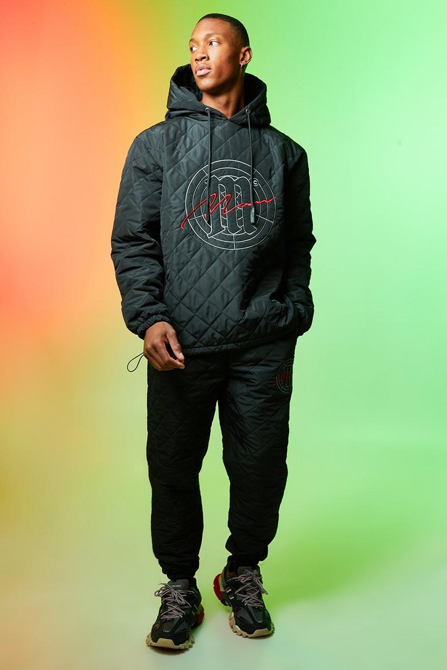 Black Man Signature Hooded Quilted Tracksuit image number 1