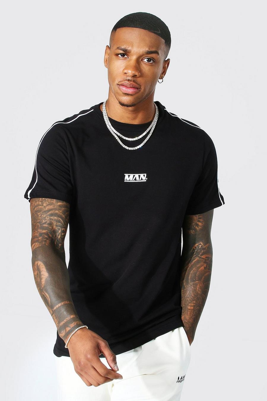 Man T-Shirt mit Streifen, Black image number 1