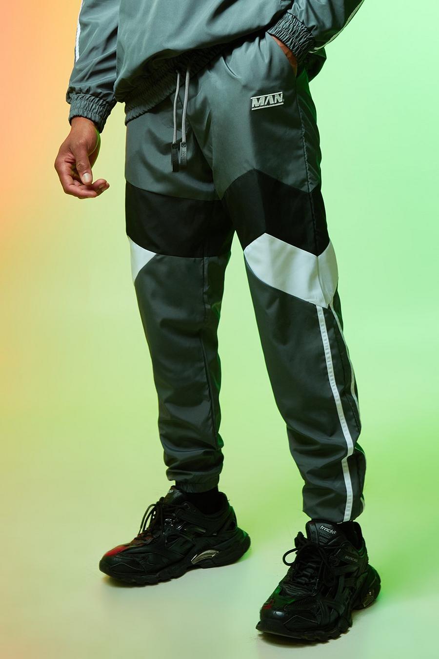 Charcoal Man Colour Block Shell Joggers image number 1