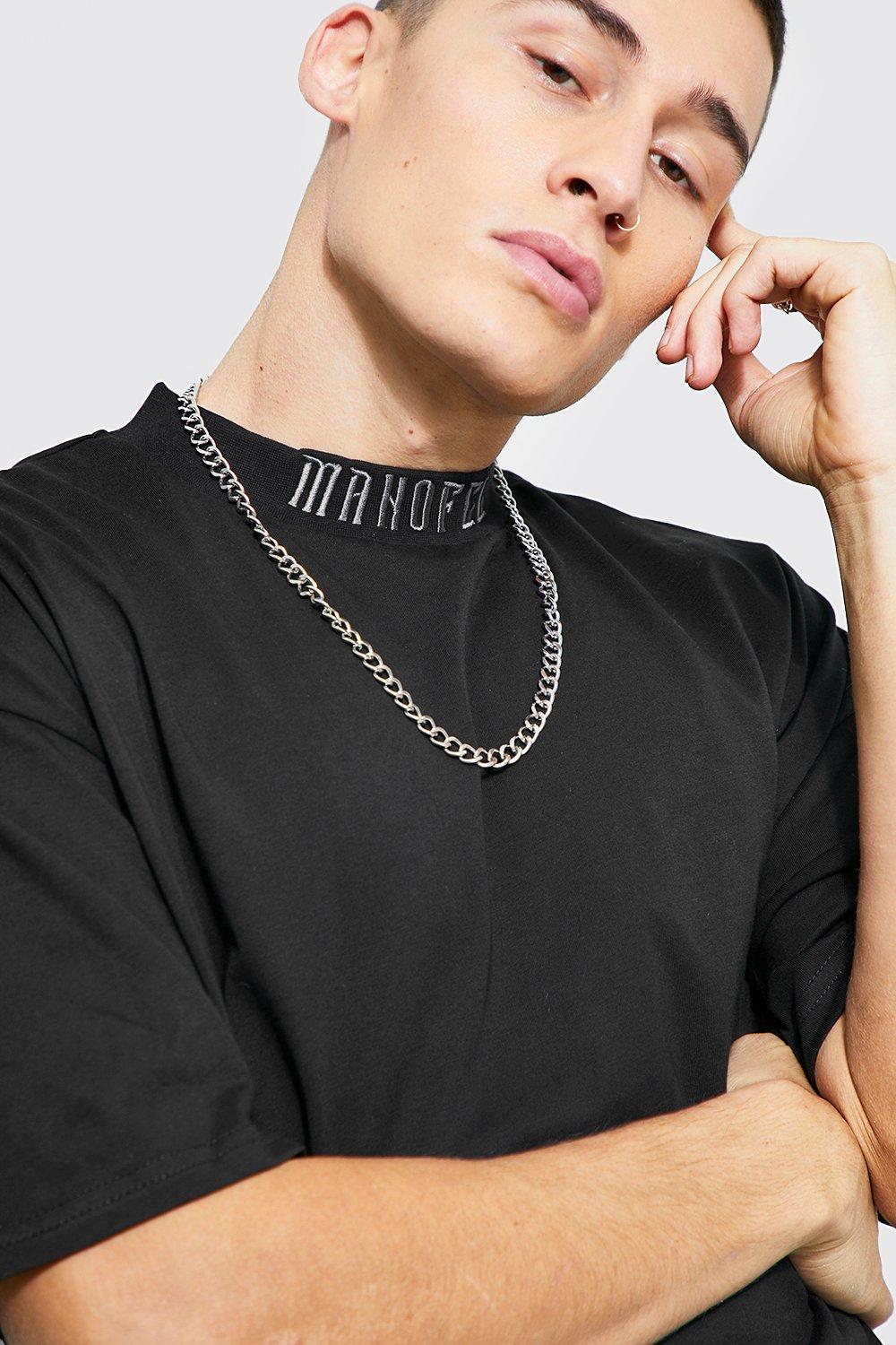 CHAIN DETAIL OVERSIZED TSHIRT IN BLACK