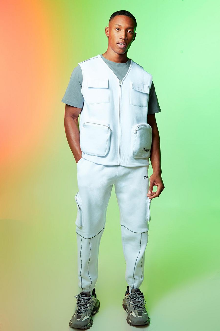 White weiß Ofcl Man Utility Vest Tracksuit image number 1