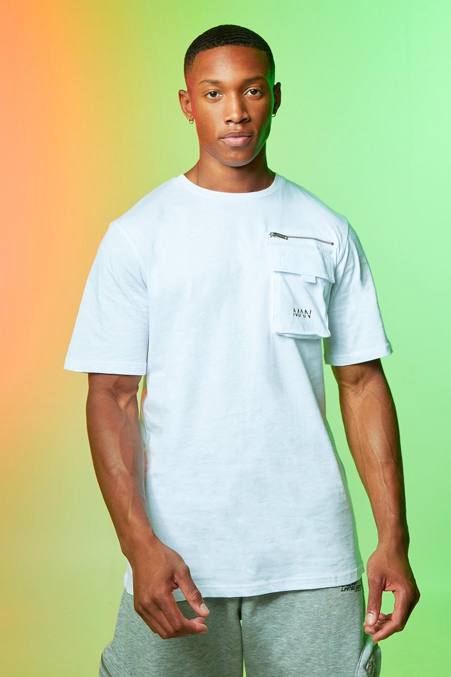 White Original Man T-Shirt Met Utility Zakken image number 1