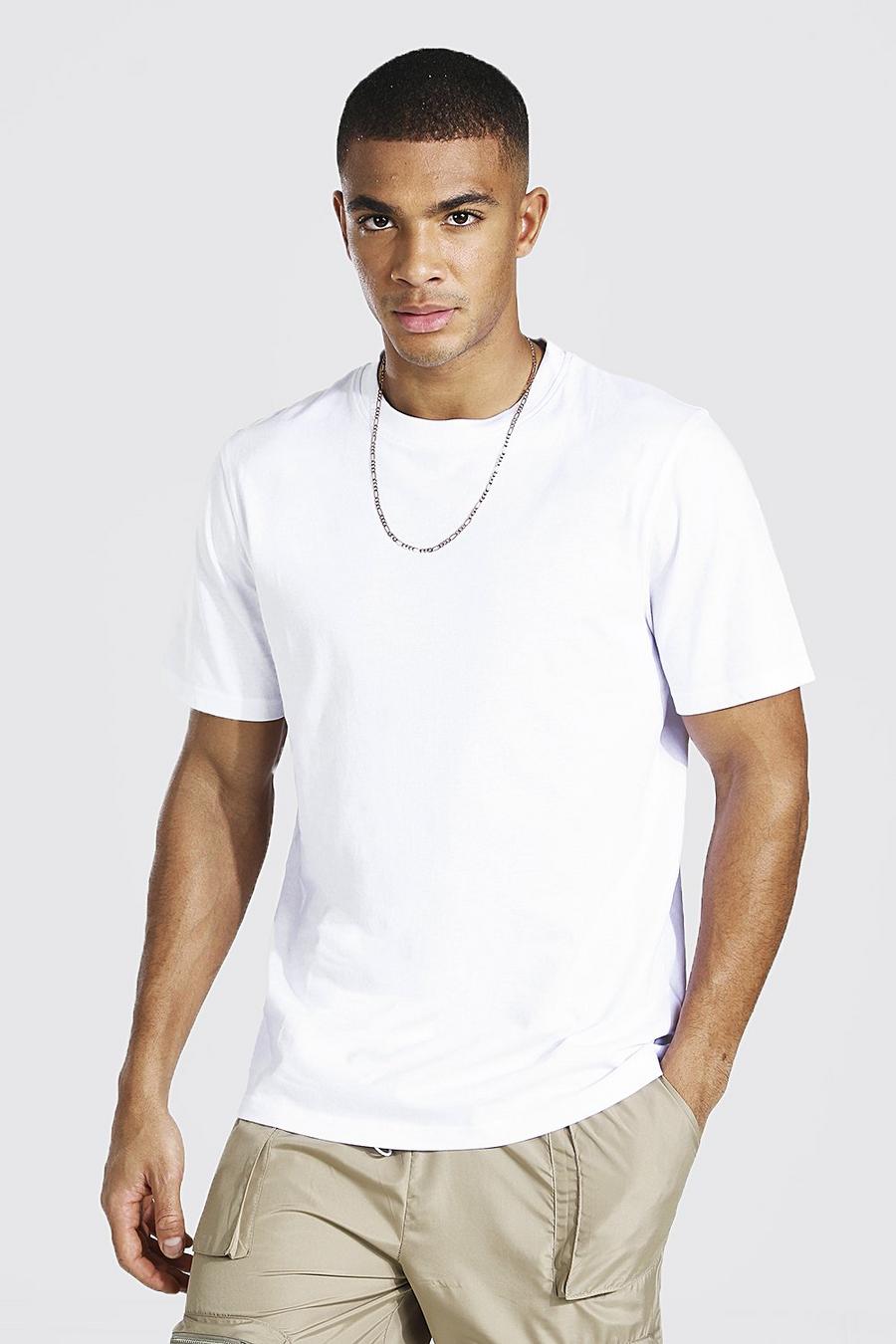 Camiseta básica con cuello de caja, White blanco image number 1