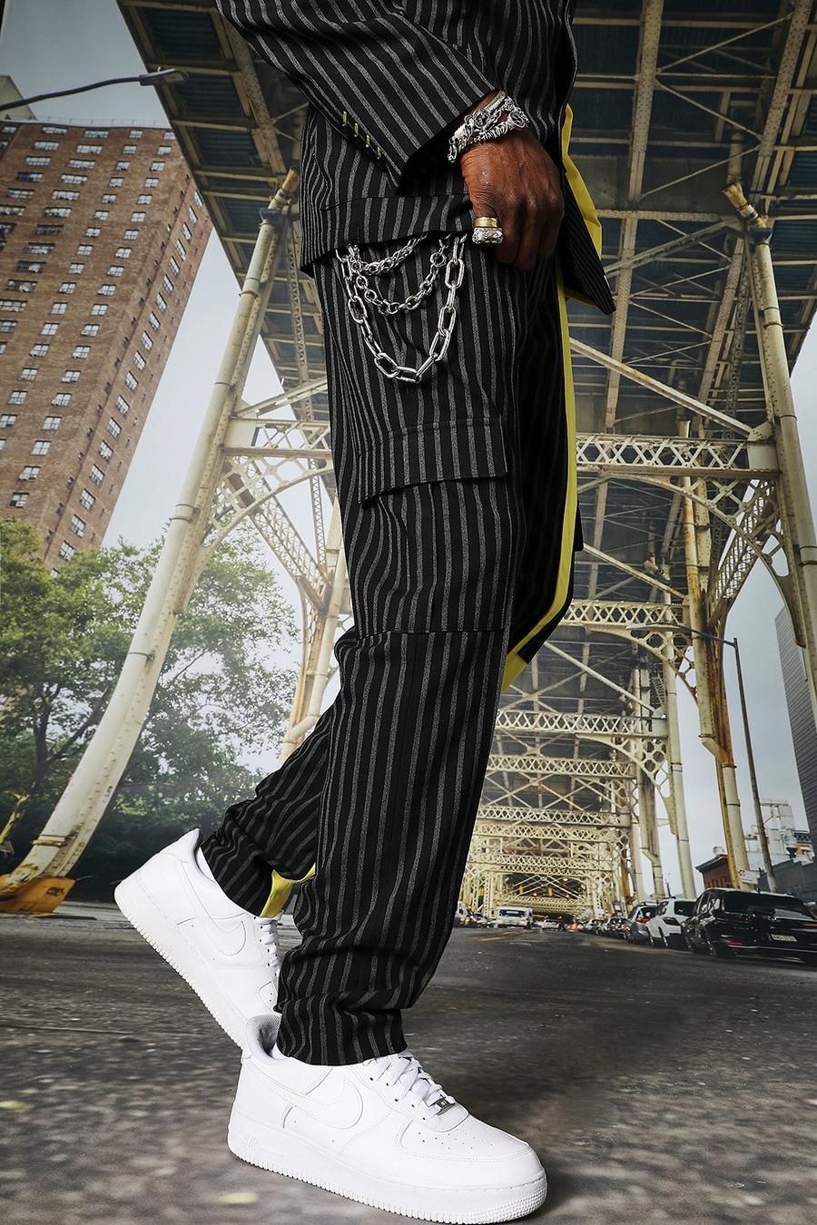 Black noir Skinny Cargo Suit Trousers image number 1
