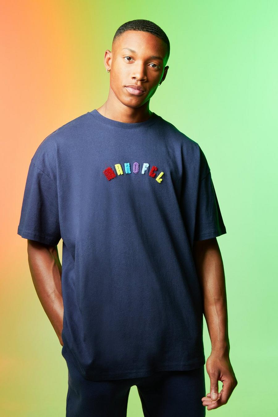 Camiseta MAN Ofcl oversize con apliques, Navy azul marino image number 1