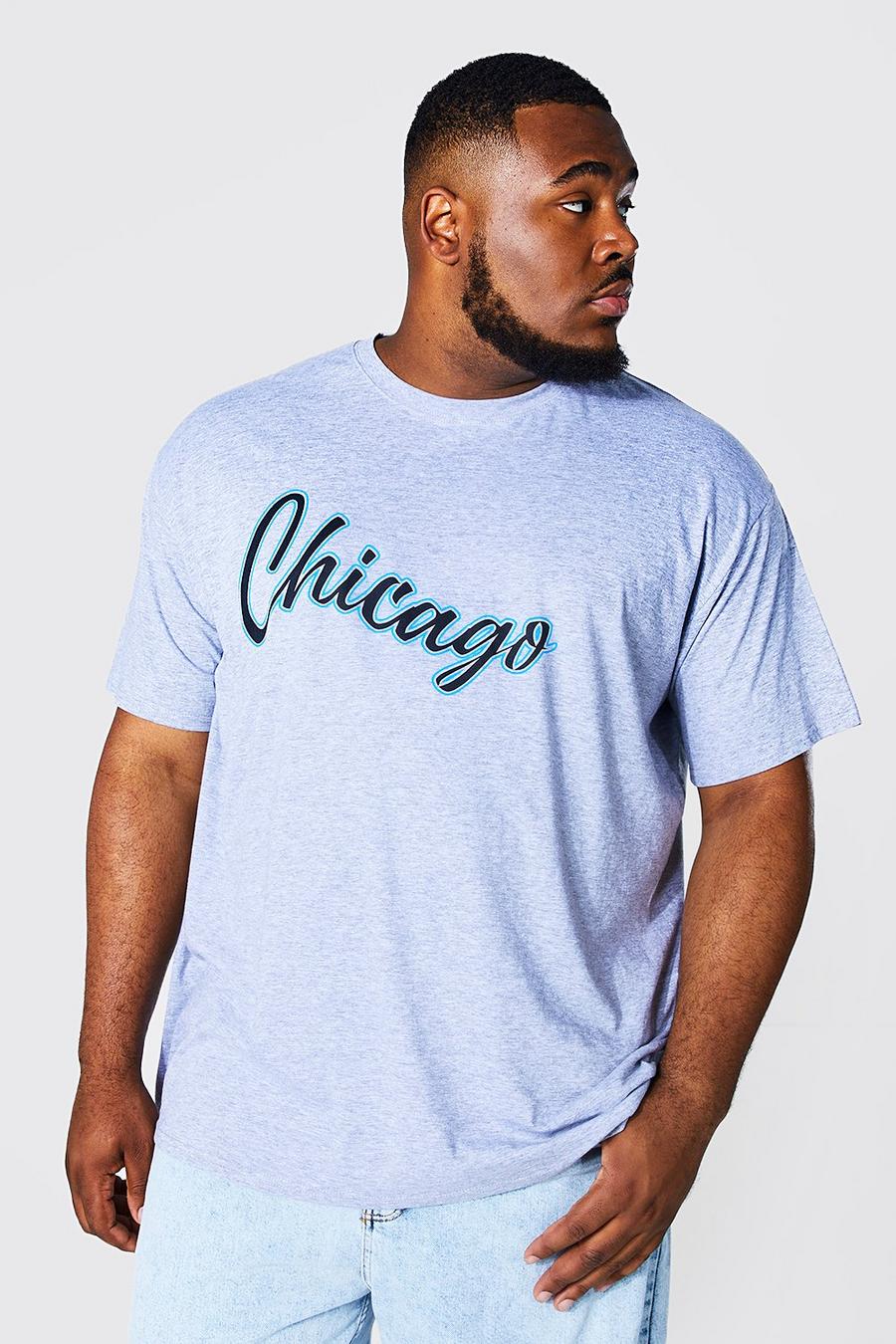 T-shirt Plus Size Varsity con stampa Chicago, Grey marl gris image number 1