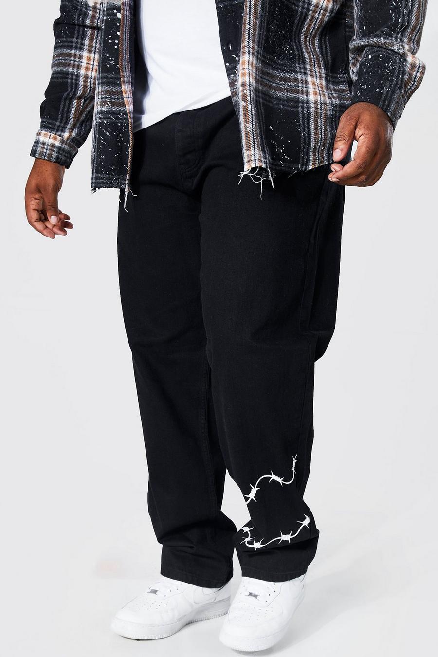 True black Plus - Jeans med raka ben och tryck image number 1