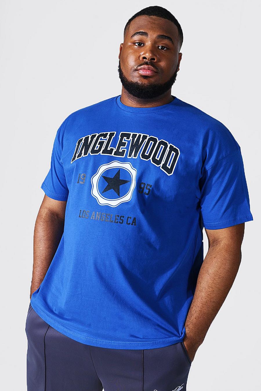 Camiseta Plus universitaria Inglewood, Blue azzurro image number 1