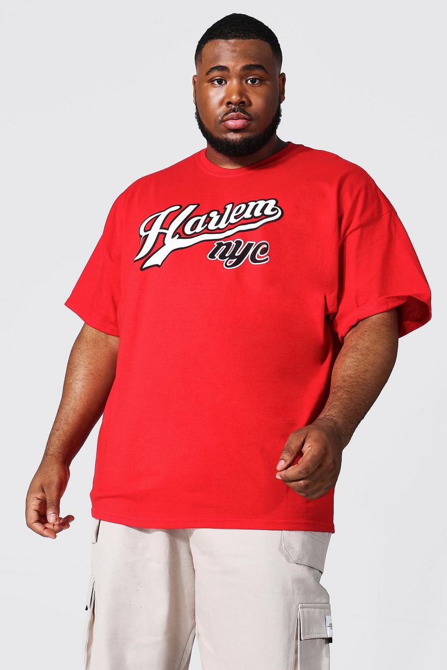 Red Plus Size Harlem Nyc Varsity T-Shirt image number 1