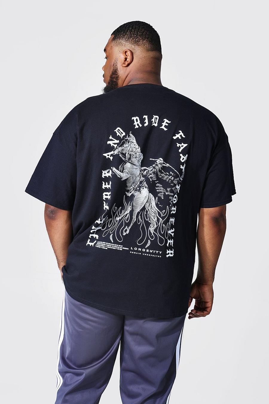 Plus Size T-Shirt mit Renascence-Print hinten, Black noir image number 1