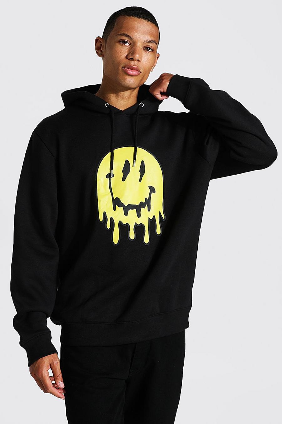 Black Tall Drip Face Hoodie image number 1