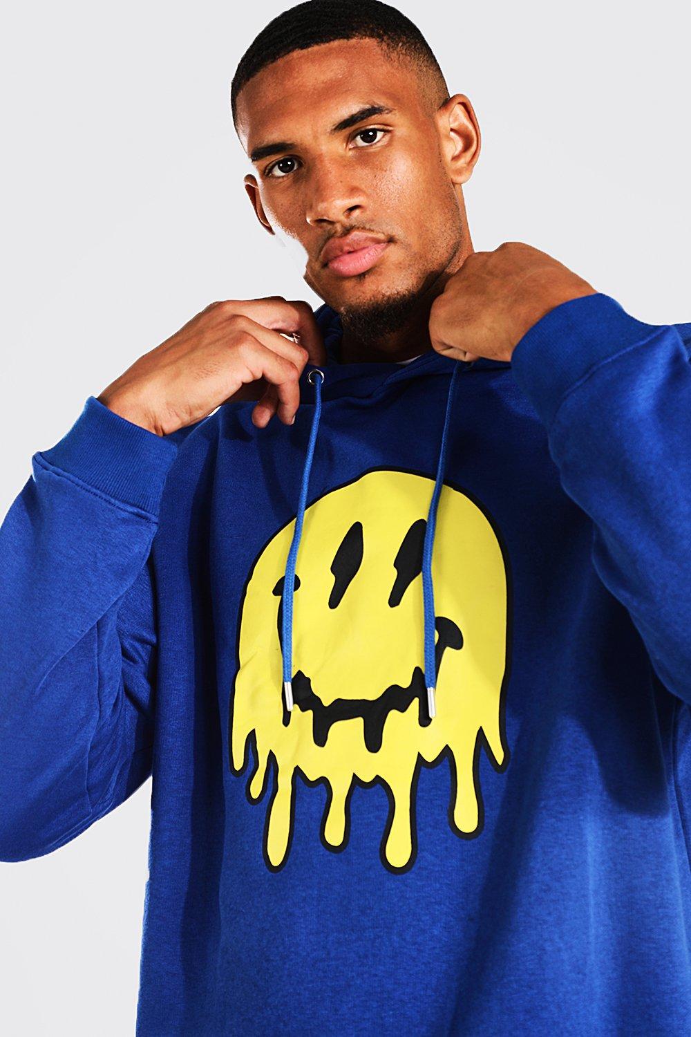 Blue smiley face discount hoodie