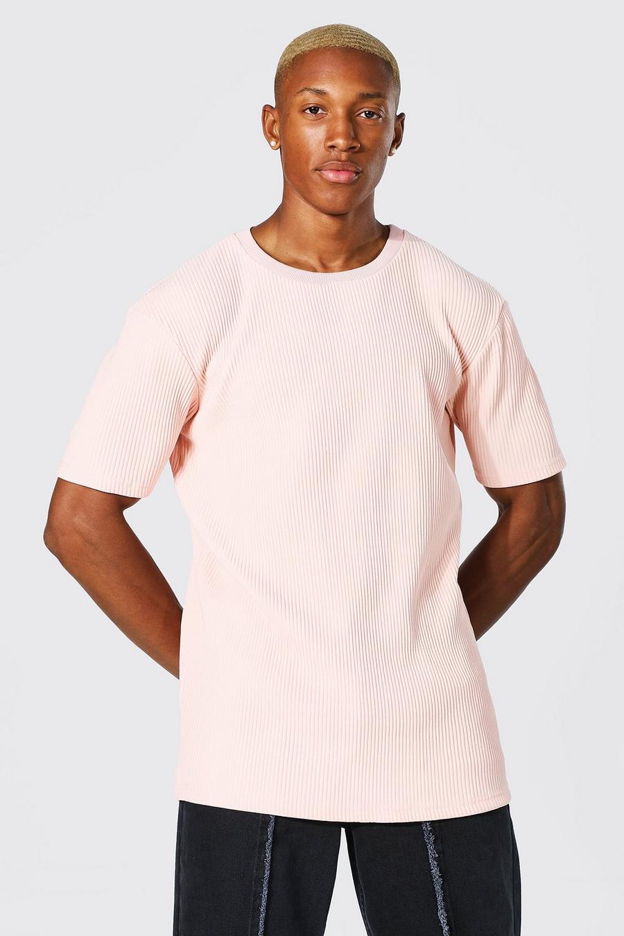 Dusky pink rosa Slim Fit Pleated T-shirt image number 1