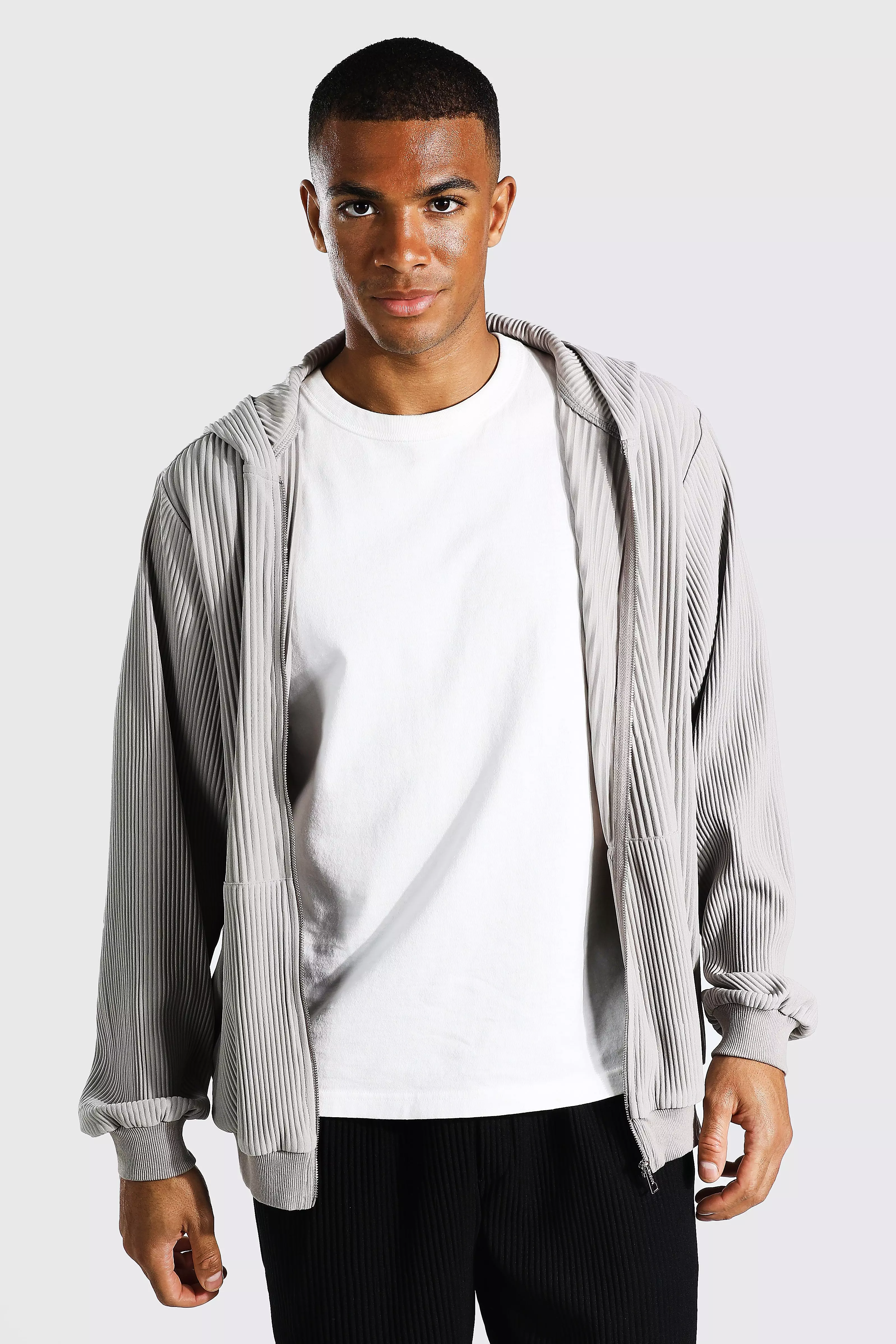 Striped zip cheap up hoodie mens