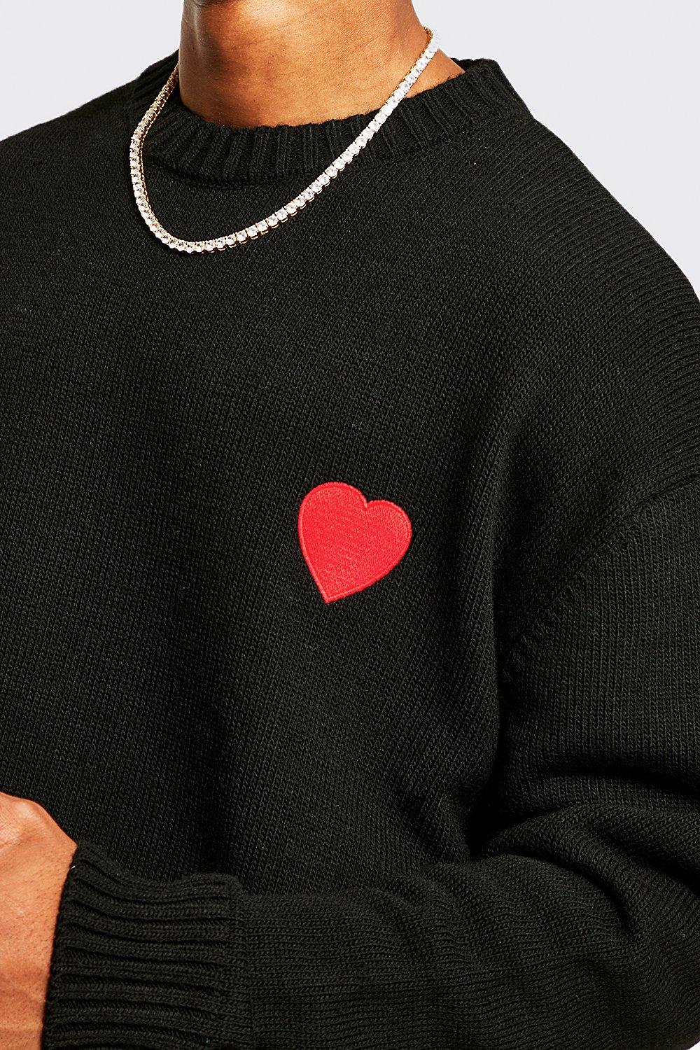 Black jumper with hearts best sale