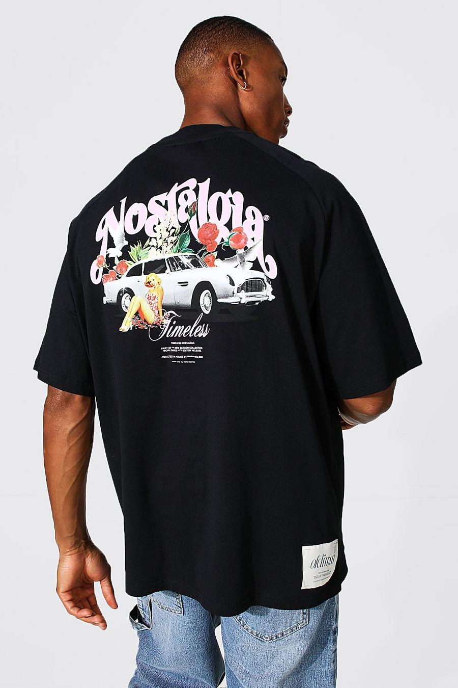 Oversize T-Shirt mit Nostalgia-Print, Black image number 1