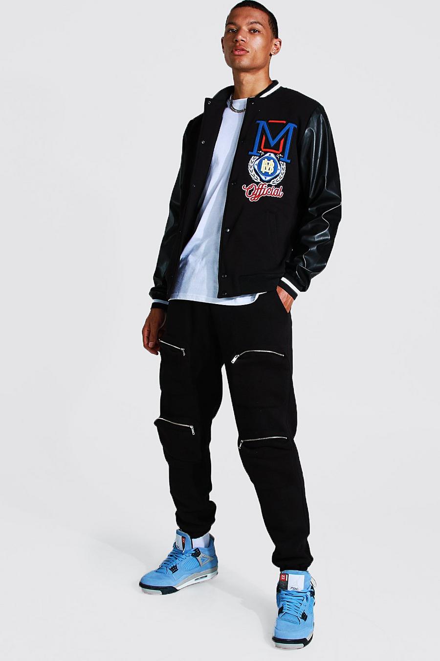 Black Tall Official Varsity Bomber Tracksuit image number 1