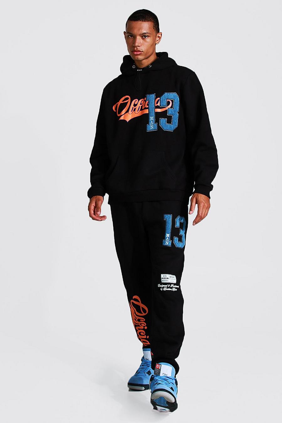 Black Tall Official Varsity Applique Tracksuit image number 1
