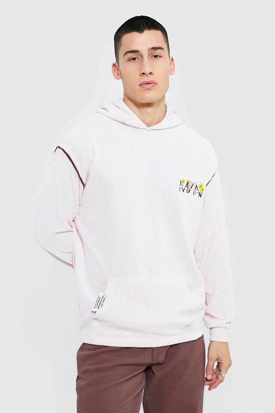 Dusky pink rose Oversized Man Jersey Cord Hoodie image number 1