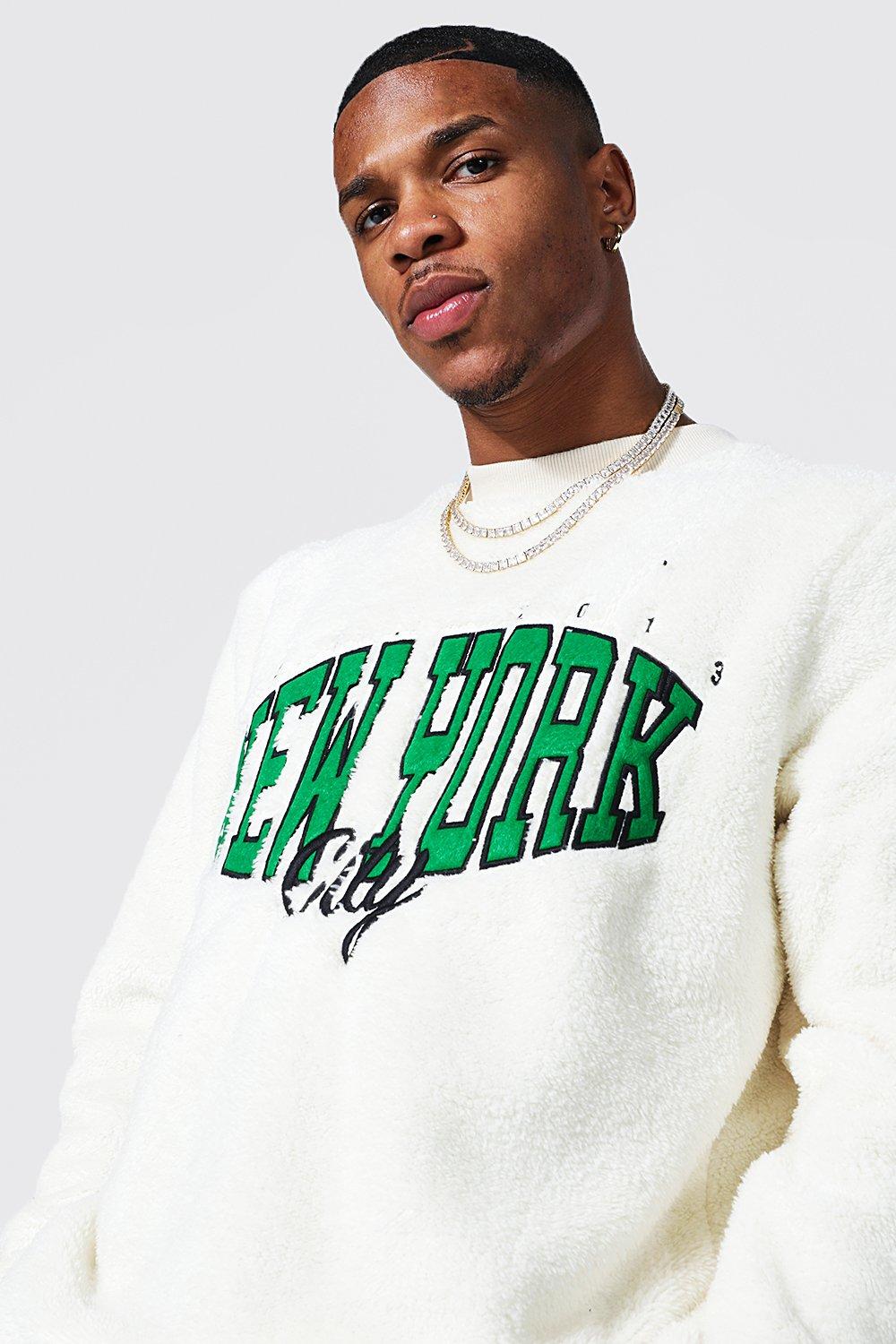 New York Jets Neutral Colour Wordmark Crew Sweatshirt - Mens - Big & Tall