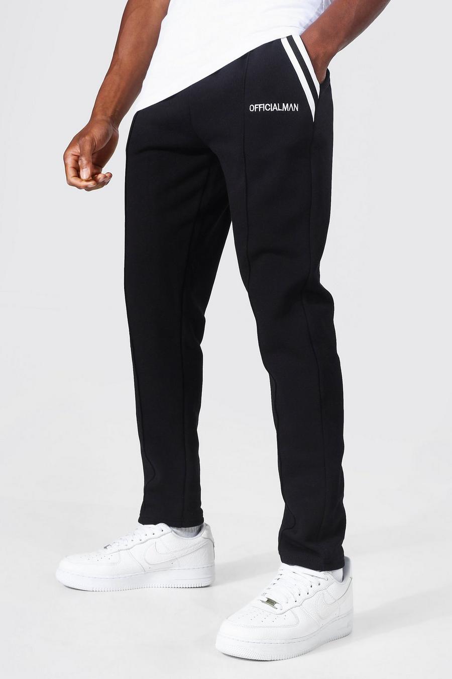 Black Slim Fit Pocket Tape Detail Pintuck Jogger image number 1