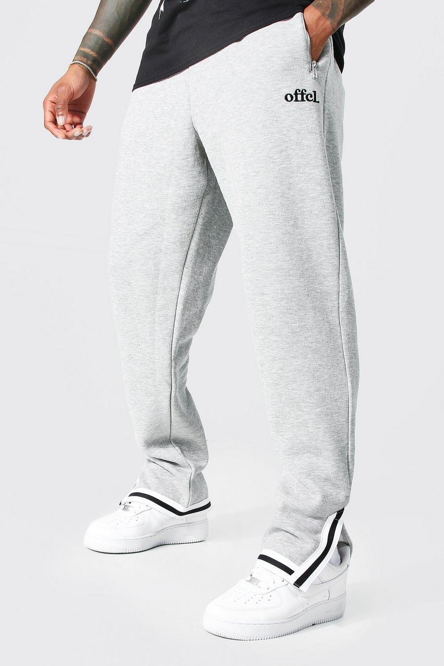 Pantalón deportivo holgado con abertura en el bajo y línea en la botamanga, Grey marl grigio image number 1