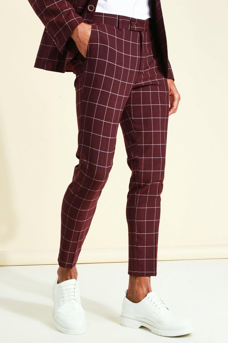 Burgundy Super Skinny Suit Trousers image number 1