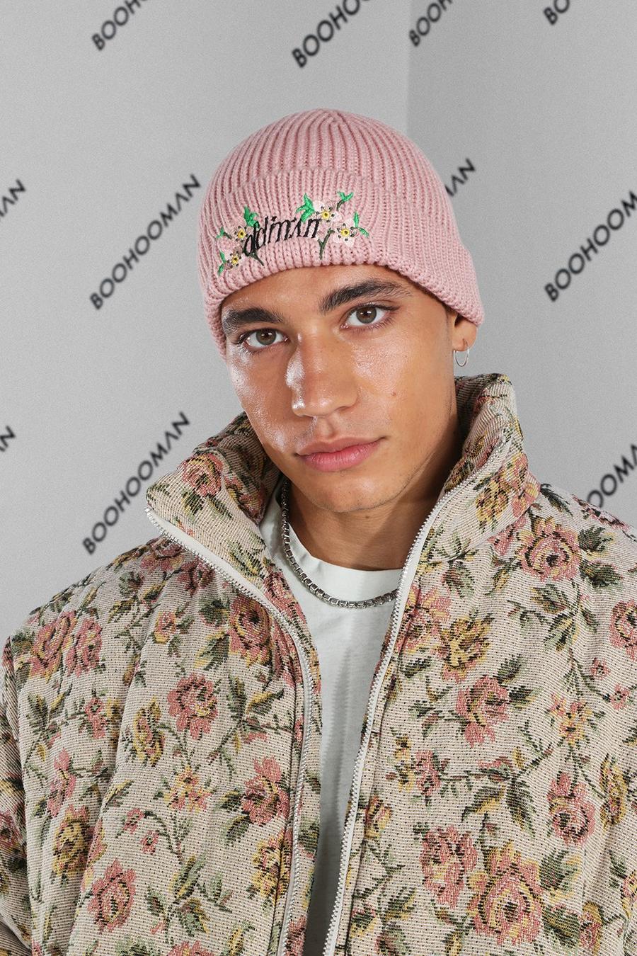 Pink Ribbed Man Beanie image number 1