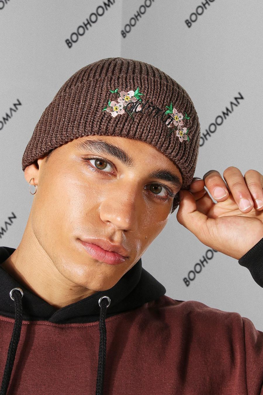 MAN Mütze mit Mikro-Rippung, Schokoladenbraun brown image number 1