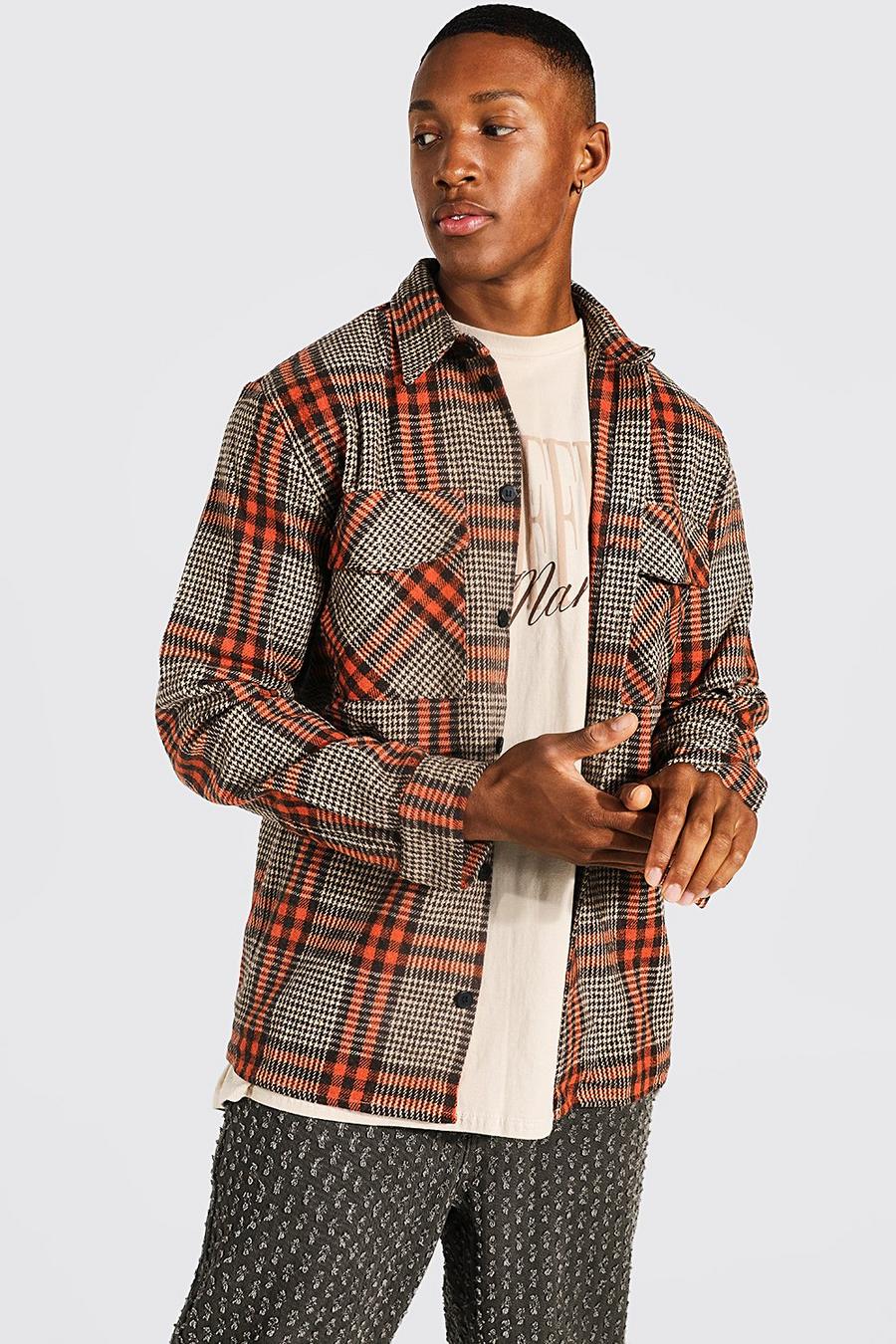 Red rot Heavyweight Brushed Check Overshirt image number 1