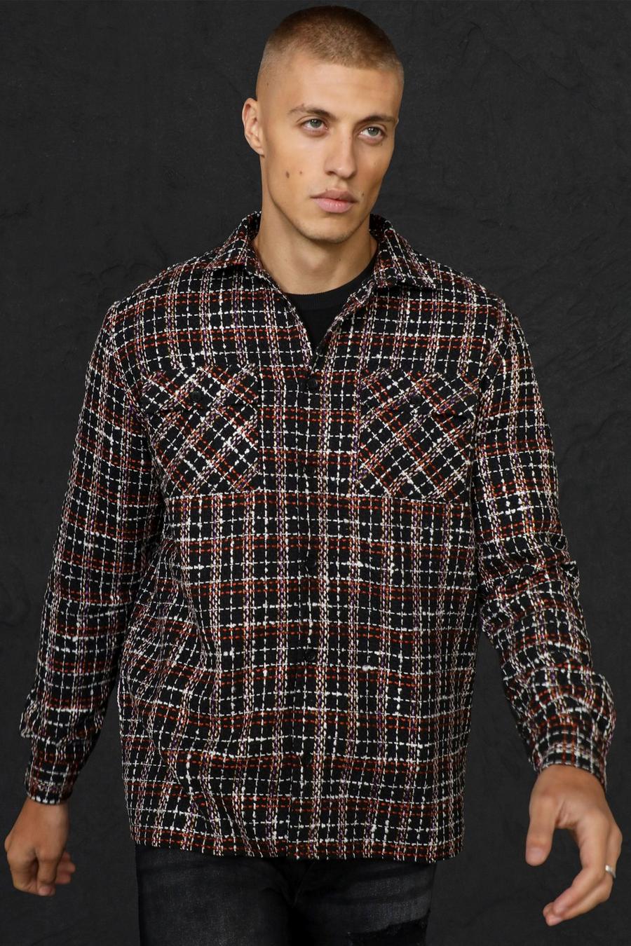 Rust Boucle Check Overshirt image number 1